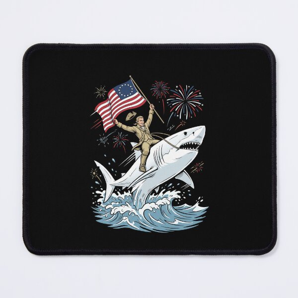 Item preview, Founding Father Shark Riding American Flag Independence Day Patriotism designed and sold by SofenArt.