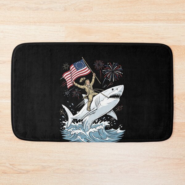 Item preview, Founding Father Shark Riding American Flag Independence Day Patriotism designed and sold by SofenArt.