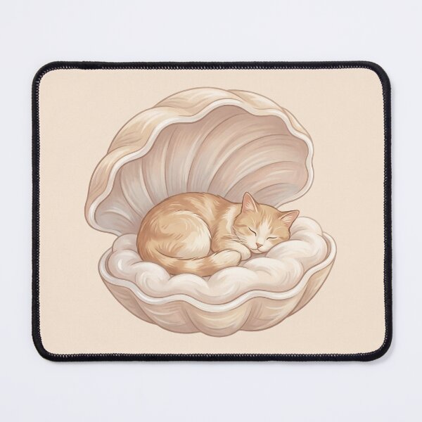 Item preview, Cozy Cat in Bed: Sleeping Seashell Pearl designed and sold by MythicCotton.