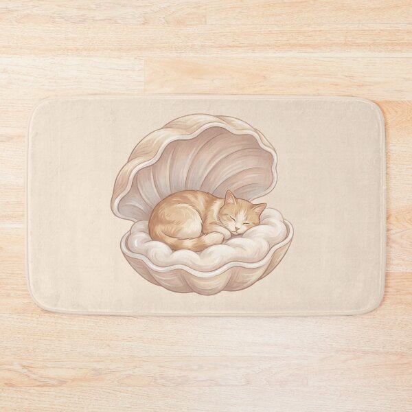 Item preview, Cozy Cat in Bed: Sleeping Seashell Pearl designed and sold by MythicCotton.
