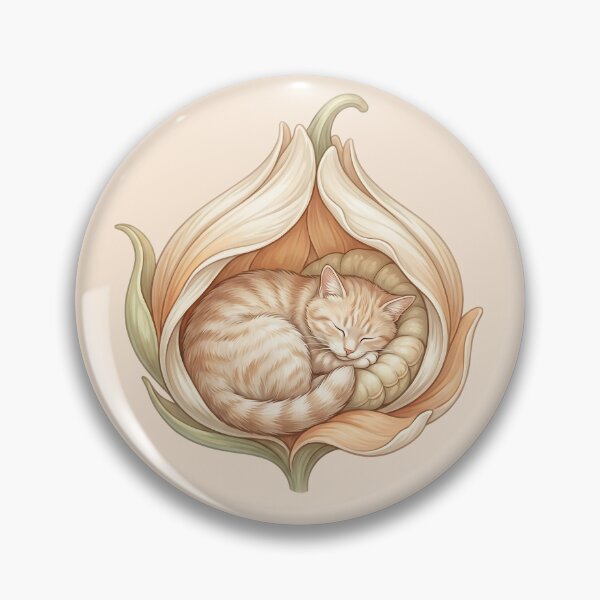 Item preview, Cozy Cat in Bed: Sleeping Botanical Kitten designed and sold by MythicCotton.