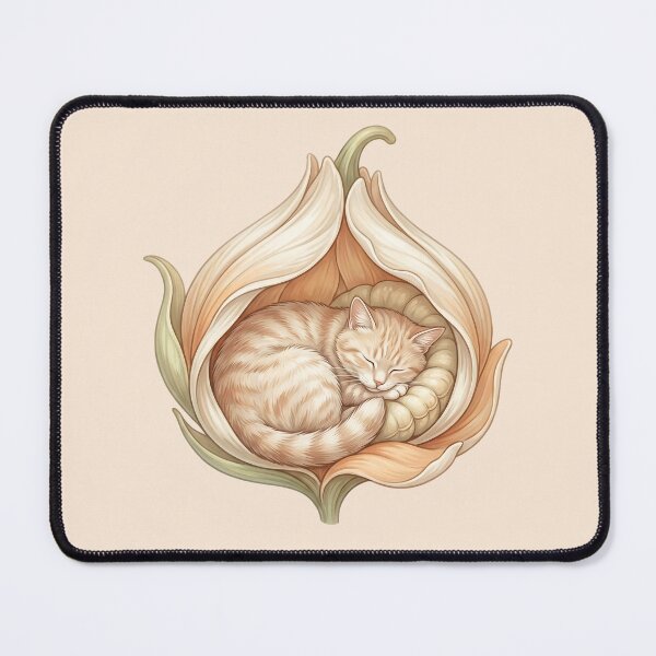 Item preview, Cozy Cat in Bed: Sleeping Botanical Kitten designed and sold by MythicCotton.