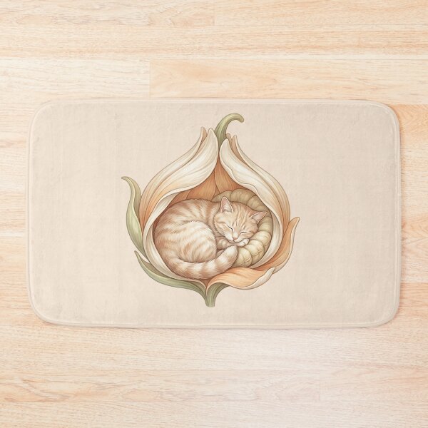 Item preview, Cozy Cat in Bed: Sleeping Botanical Kitten designed and sold by MythicCotton.