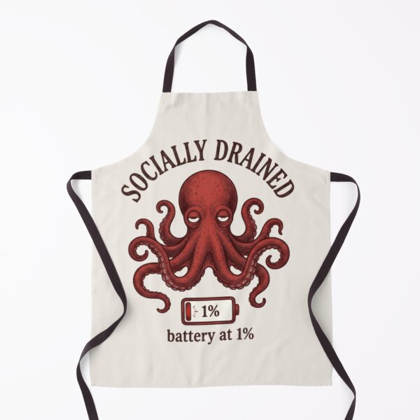 Item preview, Socially Drained Octopus T-Shirt & Sticker – Funny Introvert Sea Creature Meme for Tired People designed and sold by ZyxDes.