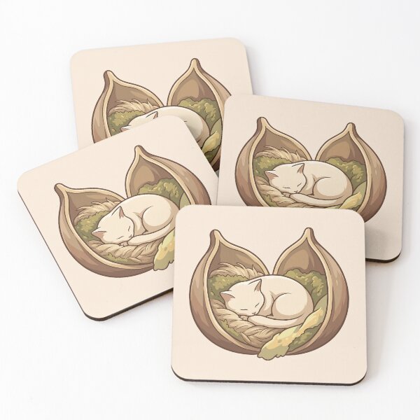 Item preview, Cozy Cat in Bed: Woodland Nutshell Kitty designed and sold by MythicCotton.