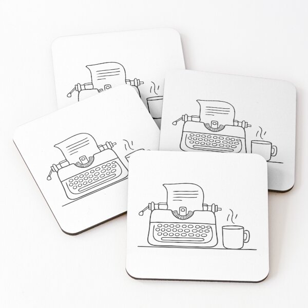 Item preview, Typewriter Near Steaming Coffee Mug designed and sold by rasagamastore.