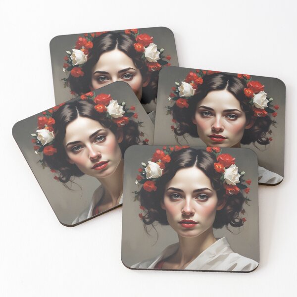 Item preview, Woman with flowers wall art print designed and sold by MK26Designs.