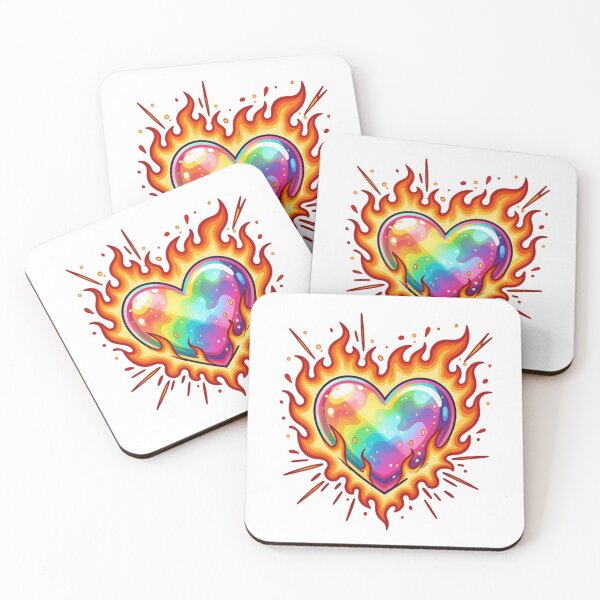 Item preview, Psychedelic Burning Heart Rainbow Flame Trippy Art designed and sold by ceyhunfd.
