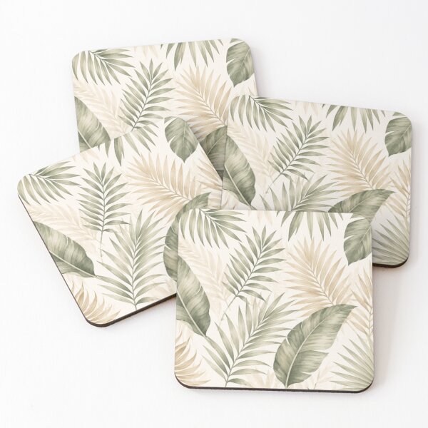 Item preview, Modern Palm Leaf Pattern in Soft Green & Natural Beige designed and sold by PureHopeStudio.