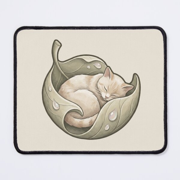 Item preview, Cozy Cat in Bed: Dewy Leaf Sleeping Kitten designed and sold by MythicCotton.