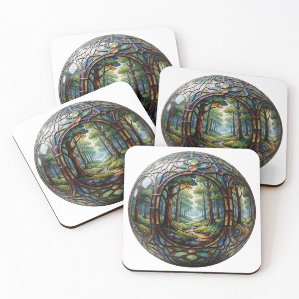 Item preview, Stained Glass Forest Orb Sticker | Enchanted Woodland Art designed and sold by AillustriaAK.
