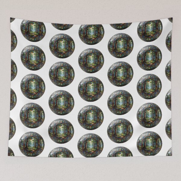Item preview, Stained Glass Forest Orb Sticker | Enchanted Woodland Art designed and sold by AillustriaAK.
