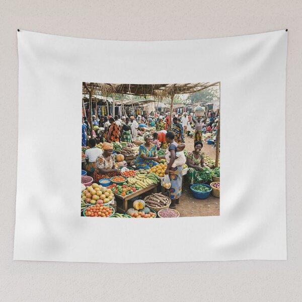 Item preview, Colorful African Market Women Selling Fresh Produce designed and sold by SavannaCanvas.