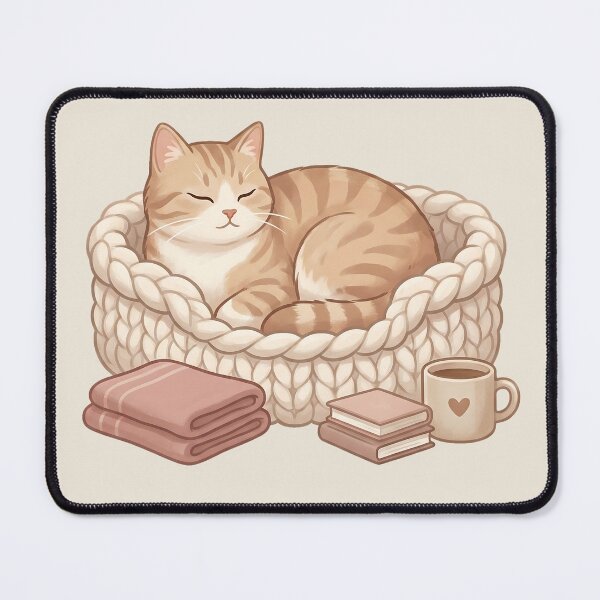 Item preview, Cozy Cat in Bed: Chunky Knit & Coffee Vibes designed and sold by MythicCotton.