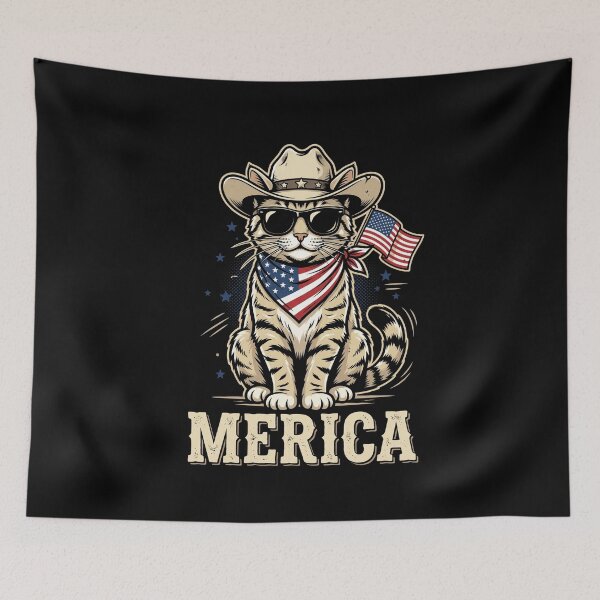 Item preview, Merica Patriotic Cat American Cowboy Feline designed and sold by SofenArt.