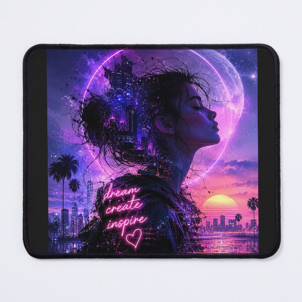 Item preview, Create. Inspire. – Neon Double Exposure Art designed and sold by Personiq Kaleido.