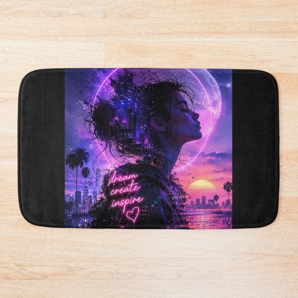 Item preview, Create. Inspire. – Neon Double Exposure Art designed and sold by Personiq Kaleido.