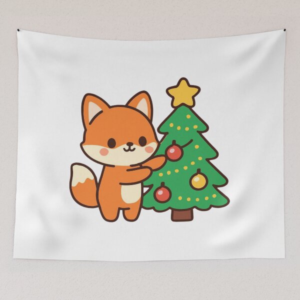 Item preview, Holiday Joy Fox - Cute Christmas Kawaii Sticker designed and sold by foryouandyours.