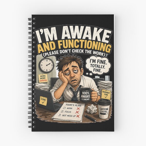 Item preview, I'm Awake And Functioning Funny Burnout Office Worker Humor T-Shirt designed and sold by @SHINTOSARTSTORE.