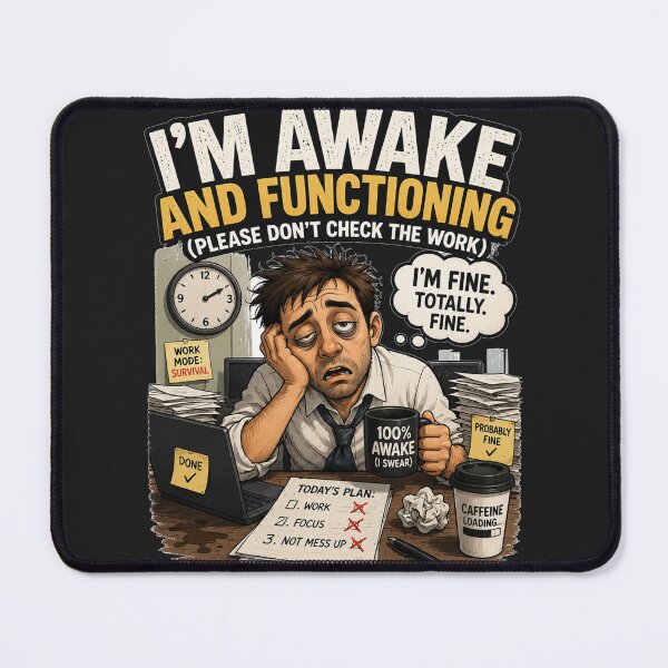 Item preview, I'm Awake And Functioning Funny Burnout Office Worker Humor T-Shirt designed and sold by @SHINTOSARTSTORE.
