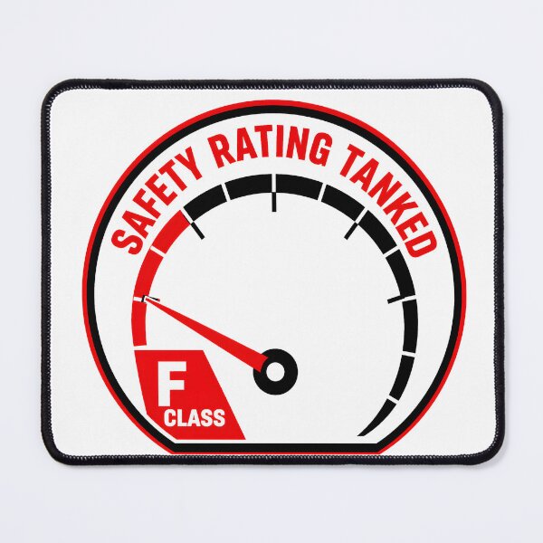 Item preview, Safety Rating Tanked - Sim Racing Humor designed and sold by GarageGraphics.