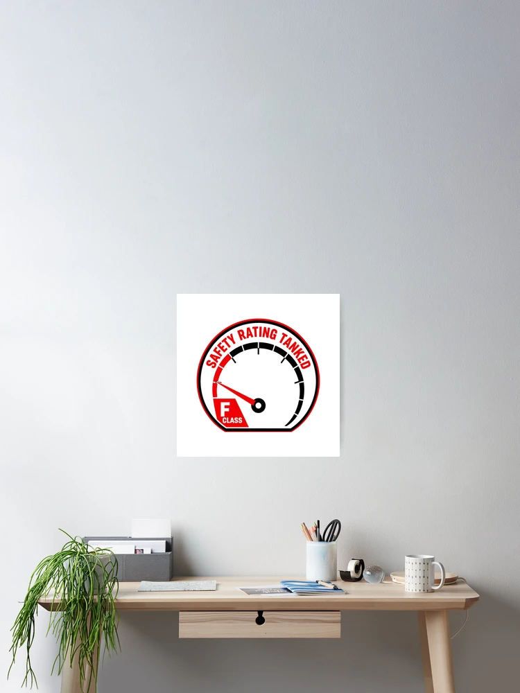 Thumbnail 2 of 3, Poster, Safety Rating Tanked - Sim Racing Humor designed and sold by GarageGraphics.