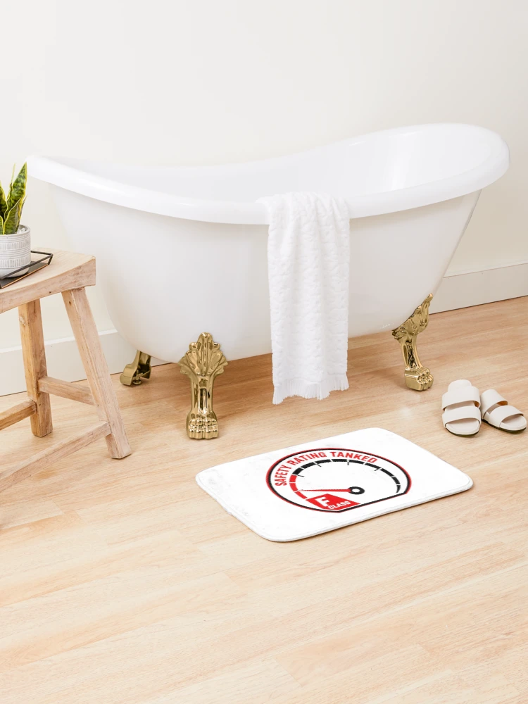 Thumbnail 2 of 6, Bath Mat, Safety Rating Tanked - Sim Racing Humor designed and sold by GarageGraphics.