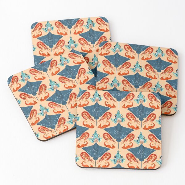 Item preview, Ocean Life Coastal Pattern Collection | Seahorses, Stingrays, Tropical Fish & Shrimp | Nautical Marine Surface Pattern Designs designed and sold by VirtuallyCreativ .