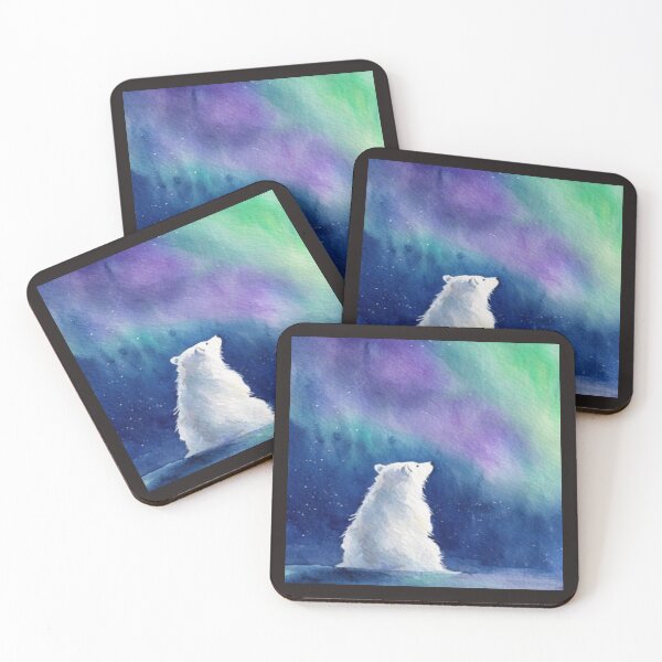 Item preview, Polar Bear Watching Aurora Borealis Artwork  designed and sold by NivyasArtistry.