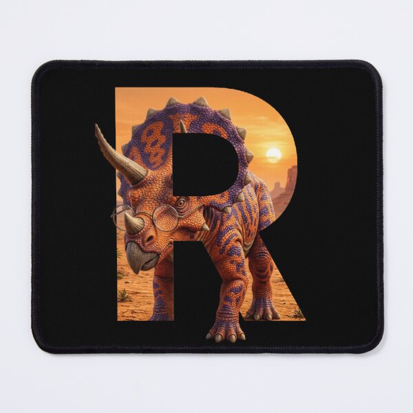 Item preview, Letter R Dinosaur Triceratops with Glasses designed and sold by mackyartsstudio.