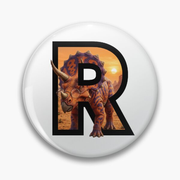 Item preview, Letter R Dinosaur Triceratops with Glasses designed and sold by mackyartsstudio.