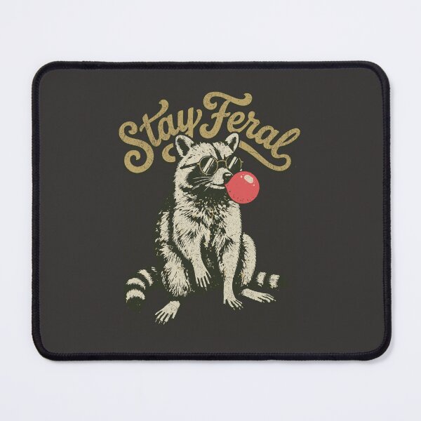Item preview, Stay Feral Retro Bubblegum Raccoon designed and sold by AwesomeBeyondLimits.