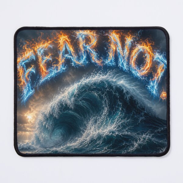 Item preview, Fear Not Fiery Text Stormy Ocean Wave designed and sold by Pioneer Spirit Market.