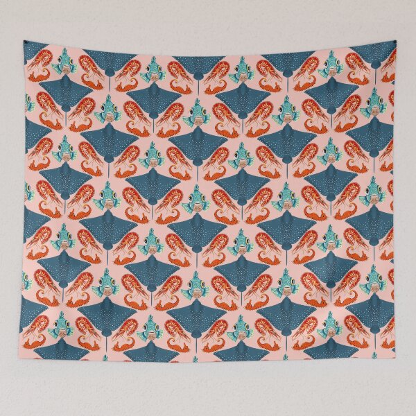 Item preview, Ocean Life Coastal Pattern Collection | Seahorses, Stingrays, Tropical Fish & Shrimp | Nautical Marine Surface Pattern Designs designed and sold by VirtuallyCreativ .