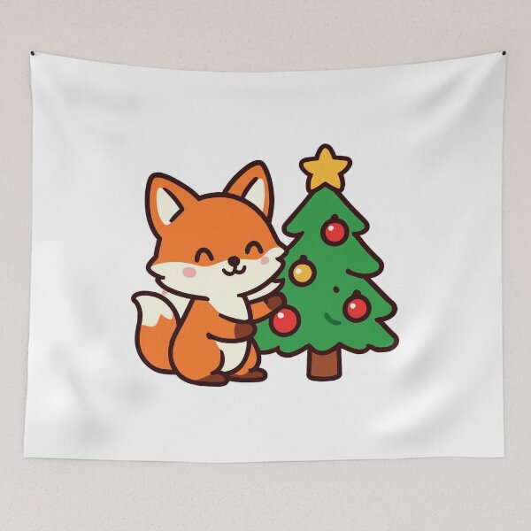 Item preview, Holiday Joy Fox - Cute Christmas Kawaii Sticker designed and sold by foryouandyours.