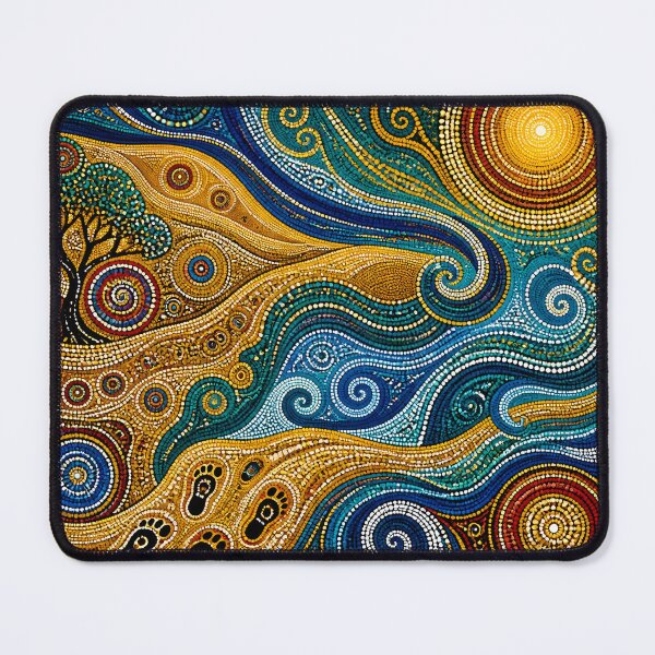 Item preview, Aboriginal Inspired Dot Art - Dreamy Sun and Waves Abstract Pattern designed and sold by GrinGalore.