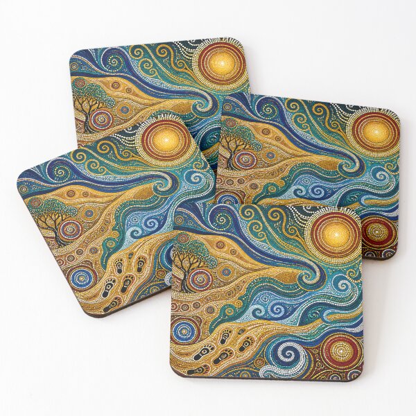 Item preview, Aboriginal Inspired Dot Art - Dreamy Sun and Waves Abstract Pattern designed and sold by GrinGalore.