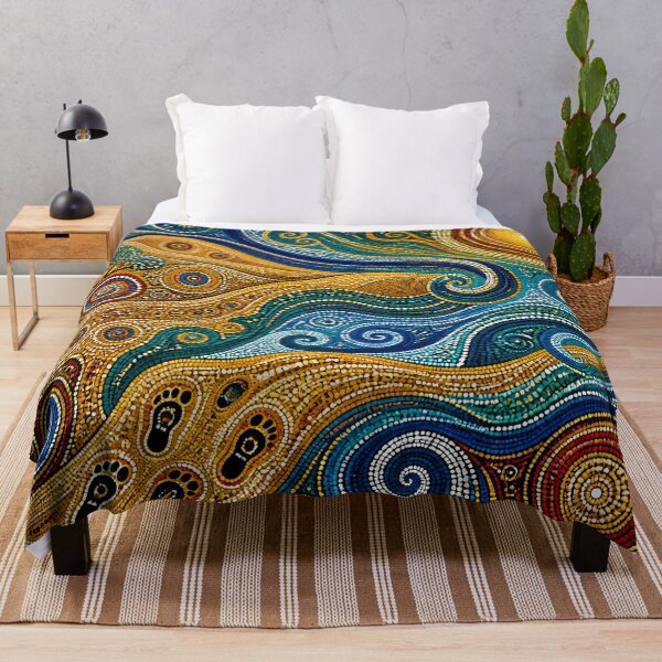 Item preview, Aboriginal Inspired Dot Art - Dreamy Sun and Waves Abstract Pattern designed and sold by GrinGalore.