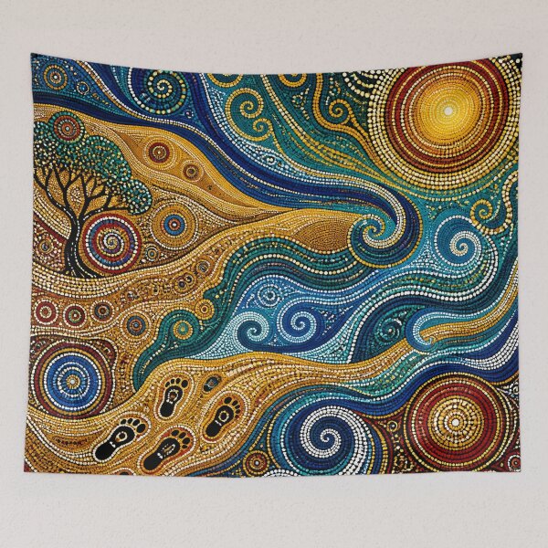 Item preview, Aboriginal Inspired Dot Art - Dreamy Sun and Waves Abstract Pattern designed and sold by GrinGalore.