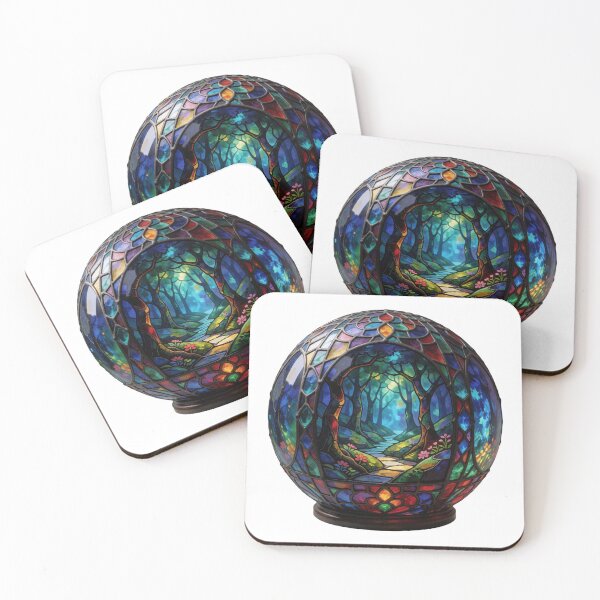 Item preview, Stained Glass Forest Orb Sticker | Enchanted Woodland Art designed and sold by AillustriaAK.