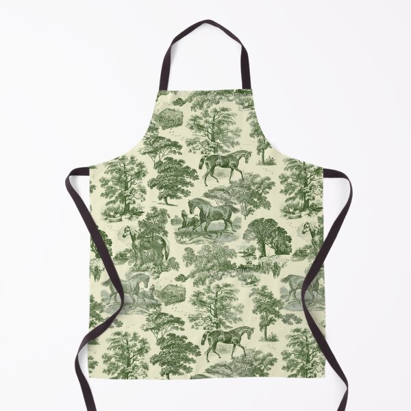 Item preview, Elegant Vintage Olive Green Horses Toile Pattern designed and sold by tanjica.