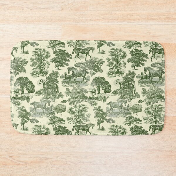 Item preview, Elegant Vintage Olive Green Horses Toile Pattern designed and sold by tanjica.