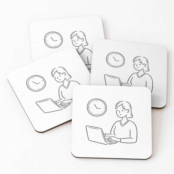 Item preview, Office Worker Typing Near Hanging Clock designed and sold by rasagamastore.
