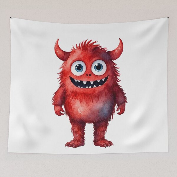 Item preview, Cute little red monster. Minimalistic baby monster. designed and sold by NewtBoo.