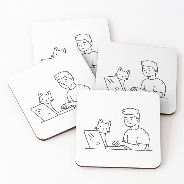 Item preview, Typing Hands Beside Sitting Cat designed and sold by rasagamastore.