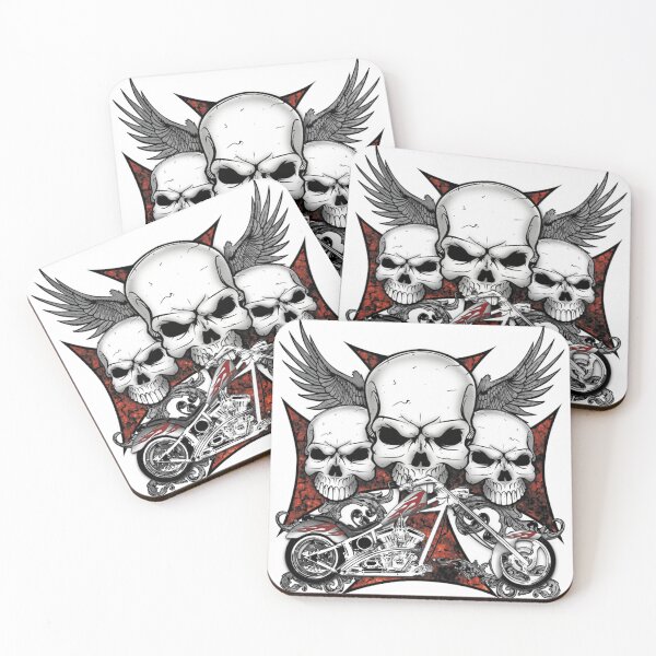 Item preview, Motorbike Skull Riders – Gritty Biker Emblem with Wings and Chains designed and sold by RaresS.