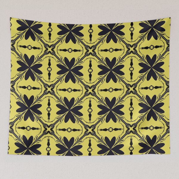Item preview, Yellow and Black Geometric Star Tile Pattern designed and sold by SahmatArt.