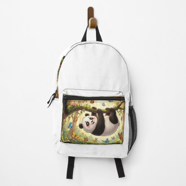 Item preview, Cute Playful Panda Hanging on a Tree with Colorful Butterflies designed and sold by Artgirldhanya.