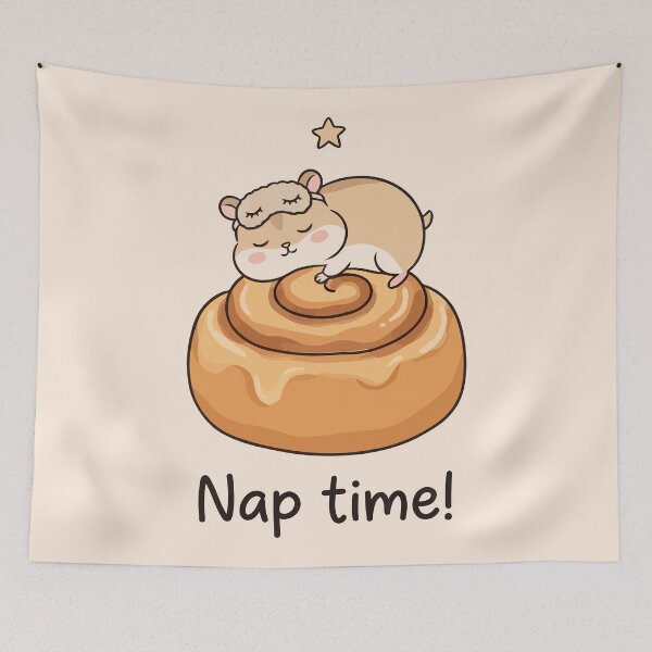 Item preview, Cute Sleeping Hamster on Cinnamon Roll Nap Time designed and sold by Amir Faysal.