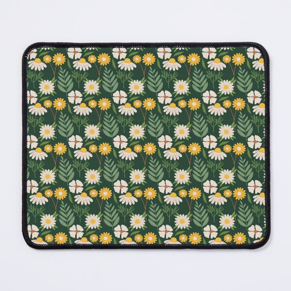 Item preview, Dark Green Daisy Wildflower Botanical Pattern Yellow White designed and sold by Zaya_art.